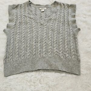 Cupcakes and Cashmere V neck textured short sleeve sweater medium